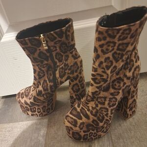 Dolls Kill Leopard Print Heeled Boots